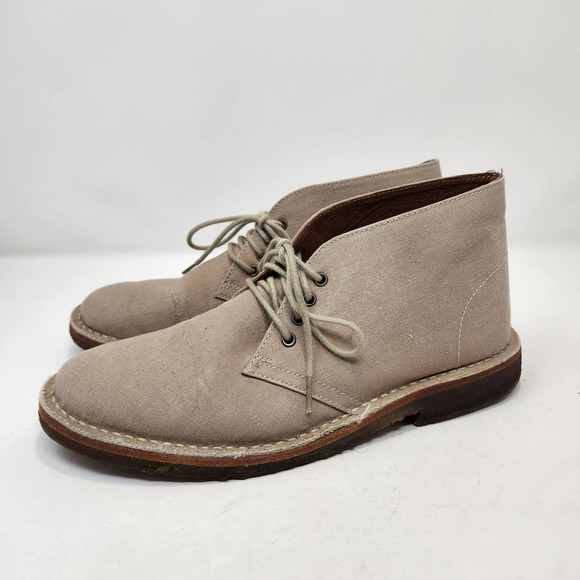 Lands End Mens Tan Khaki Canvas Chukka Boots Size 8 Lace Up Gum Soles Ankle - Picture 4 of 9